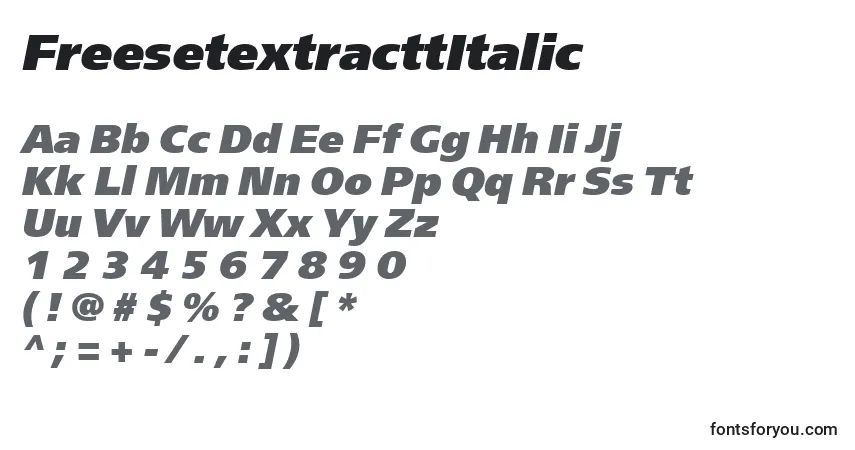 Шрифт FreesetextracttItalic – алфавит, цифры, специальные символы