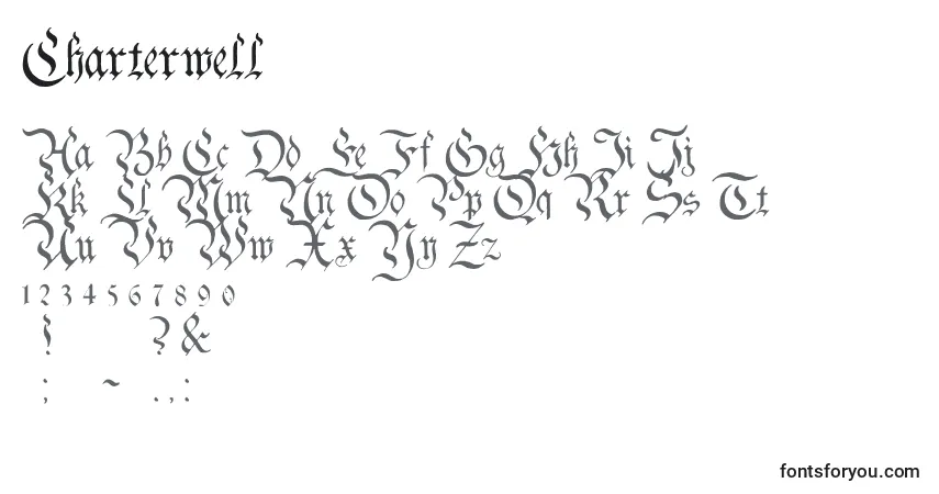 A fonte Charterwell – alfabeto, números, caracteres especiais