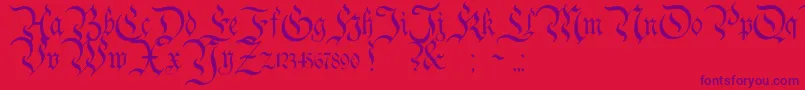 Charterwell-Schriftart – Violette Schriften auf rotem Hintergrund
