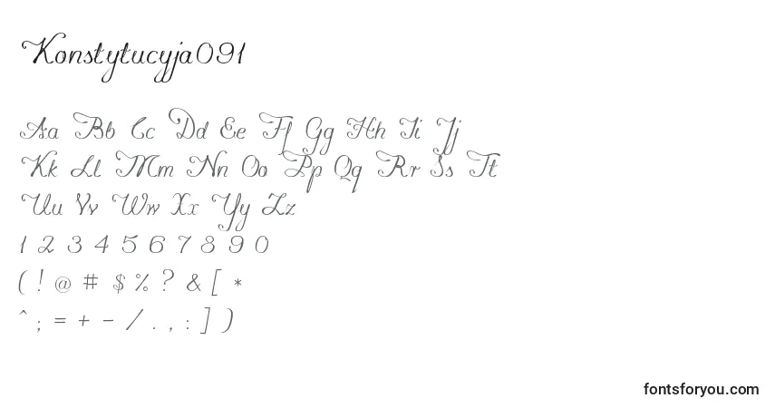 A fonte Konstytucyja091 (93783) – alfabeto, números, caracteres especiais