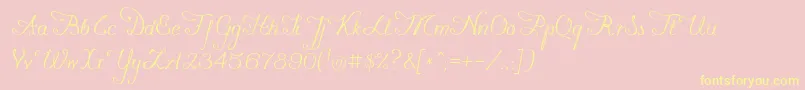 Konstytucyja091 Font – Yellow Fonts on Pink Background