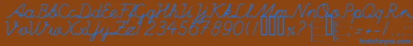 Handm Font – Blue Fonts on Brown Background