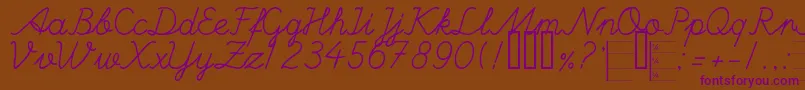 Handm-Schriftart – Violette Schriften auf braunem Hintergrund