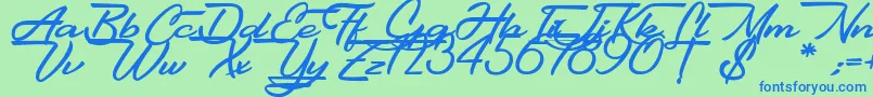 Gentlemanly Font – Blue Fonts on Green Background