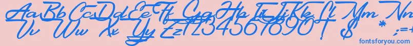 フォントGentlemanly – ピンクの背景に青い文字