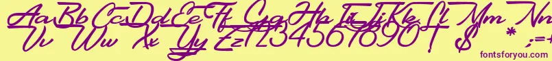 Шрифт Gentlemanly – фиолетовые шрифты на жёлтом фоне