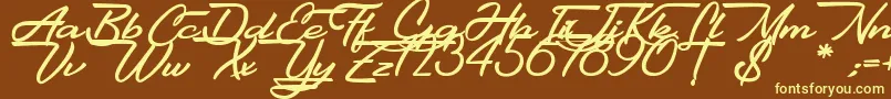 Gentlemanly-fontti – keltaiset fontit ruskealla taustalla