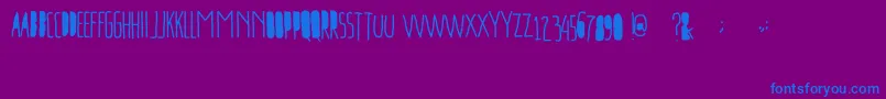 FreeportGoAway-Schriftart – Blaue Schriften auf violettem Hintergrund