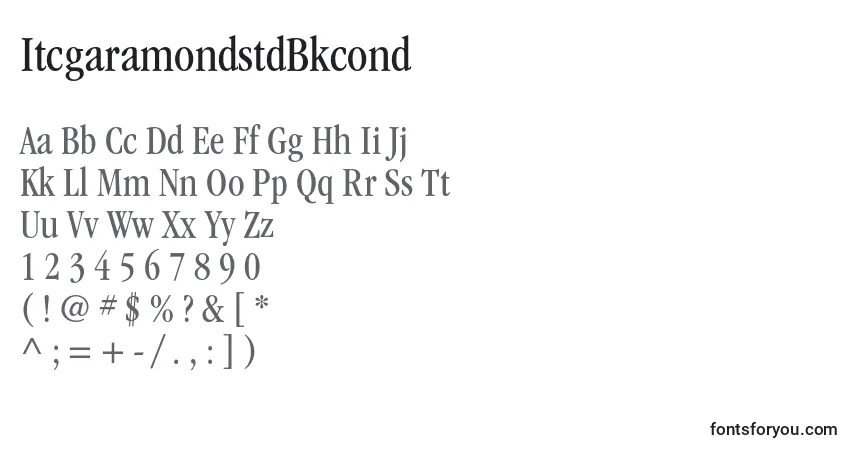 A fonte ItcgaramondstdBkcond – alfabeto, números, caracteres especiais