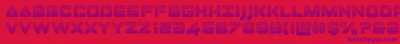 Dominojackgrad-Schriftart – Violette Schriften auf rotem Hintergrund