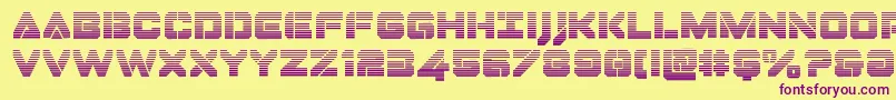 Dominojackgrad-Schriftart – Violette Schriften auf gelbem Hintergrund