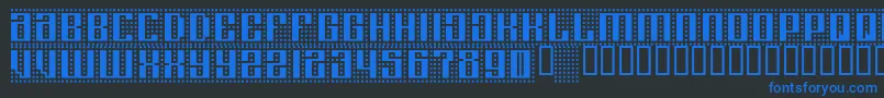 Computeramok-fontti – siniset fontit mustalla taustalla