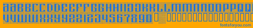 フォントComputeramok – オレンジの背景に青い文字