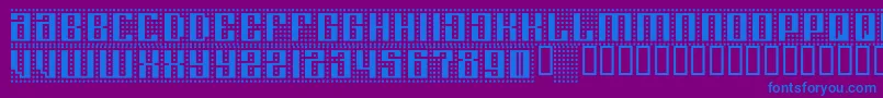 フォントComputeramok – 紫色の背景に青い文字