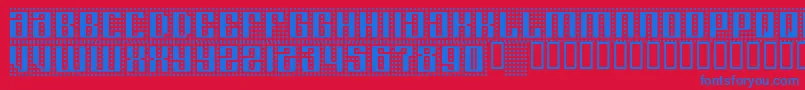 Computeramok-fontti – siniset fontit punaisella taustalla