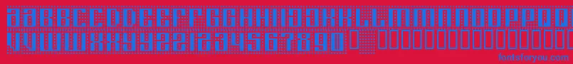Computeramok Font – Blue Fonts on Red Background