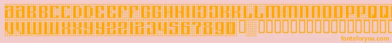Computeramok-Schriftart – Orangefarbene Schriften auf rosa Hintergrund