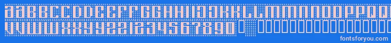 Fonte Computeramok – fontes rosa em um fundo azul