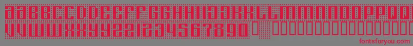 Computeramok-Schriftart – Rote Schriften auf grauem Hintergrund