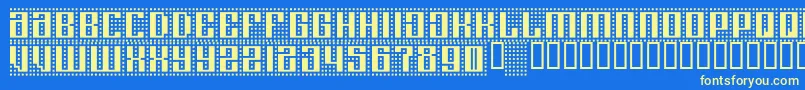 フォントComputeramok – 黄色の文字、青い背景