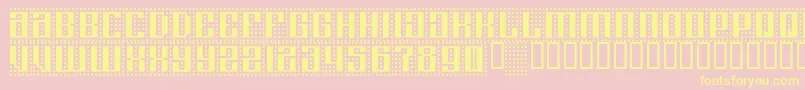 Computeramok-Schriftart – Gelbe Schriften auf rosa Hintergrund