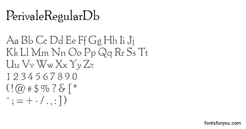 A fonte PerivaleRegularDb – alfabeto, números, caracteres especiais