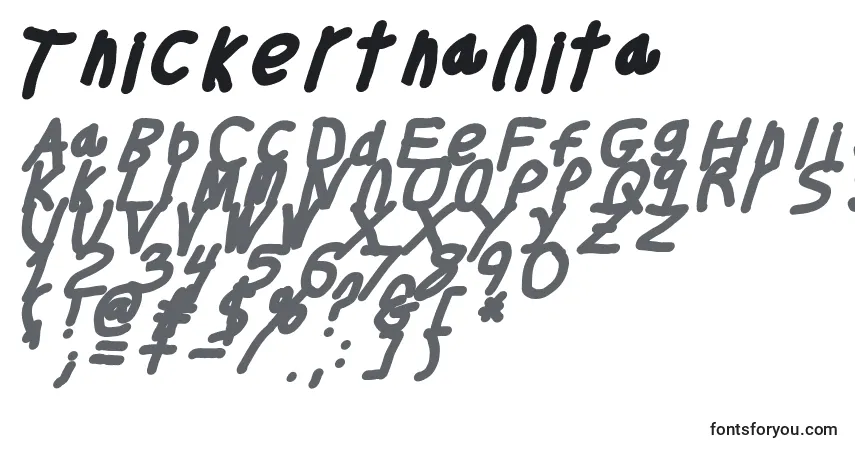 A fonte Thickerthanita – alfabeto, números, caracteres especiais