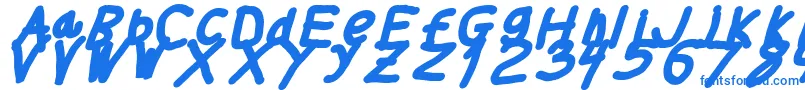 Thickerthanita-Schriftart – Blaue Schriften auf weißem Hintergrund