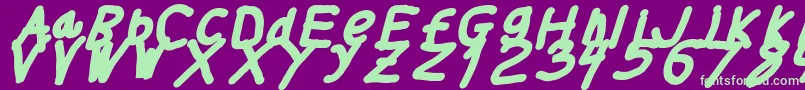 フォントThickerthanita – 紫の背景に緑のフォント