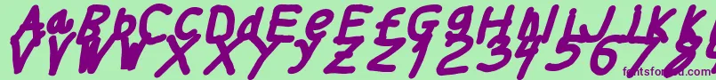 フォントThickerthanita – 緑の背景に紫のフォント