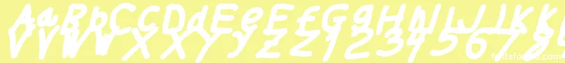 Шрифт Thickerthanita – белые шрифты на жёлтом фоне