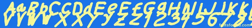 Thickerthanita-fontti – keltaiset fontit sinisellä taustalla
