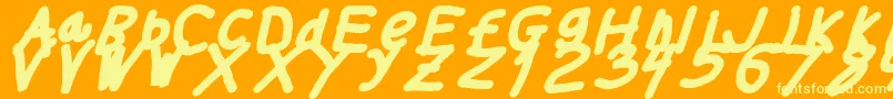 フォントThickerthanita – オレンジの背景に黄色の文字