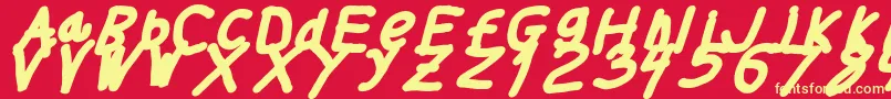 Thickerthanita-fontti – keltaiset fontit punaisella taustalla