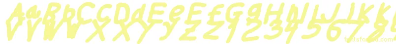 フォントThickerthanita – 白い背景に黄色の文字