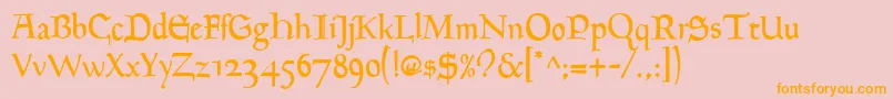 Goudymediaeval Regular Font – Orange Fonts on Pink Background