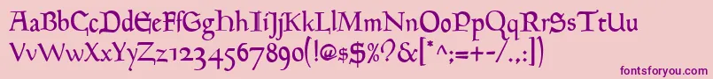 Goudymediaeval Regular-Schriftart – Violette Schriften auf rosa Hintergrund
