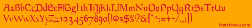 Goudymediaeval Regular Font – Red Fonts on Orange Background