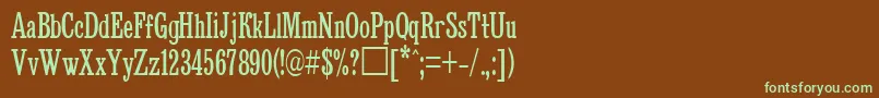 Bruskovayacttnarrow-fontti – vihreät fontit ruskealla taustalla