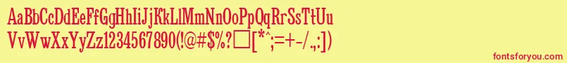 Bruskovayacttnarrow-fontti – punaiset fontit keltaisella taustalla
