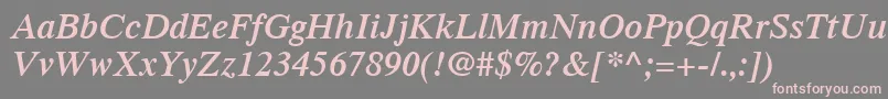 TimesLtSemiboldItalic-fontti – vaaleanpunaiset fontit harmaalla taustalla