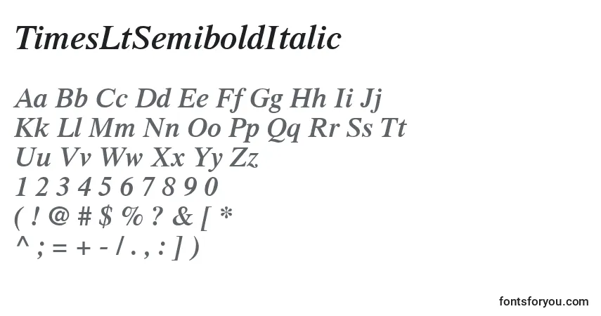 characters of timesltsemibolditalic font, letter of timesltsemibolditalic font, alphabet of  timesltsemibolditalic font