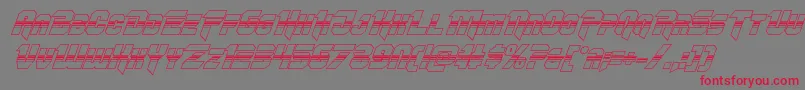 フォントOmegaforcehalf3Dital12 – 赤い文字の灰色の背景