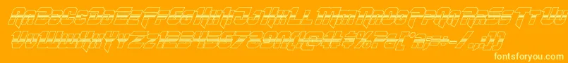 Шрифт Omegaforcehalf3Dital12 – жёлтые шрифты на оранжевом фоне