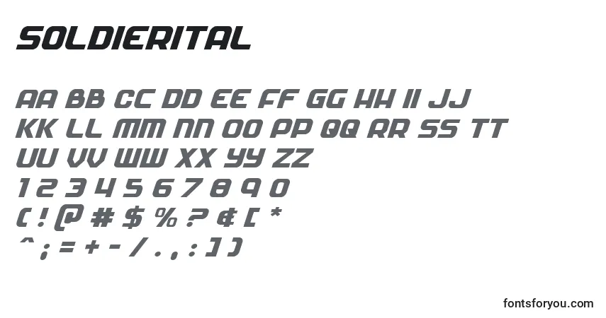Шрифт Soldierital – алфавит, цифры, специальные символы