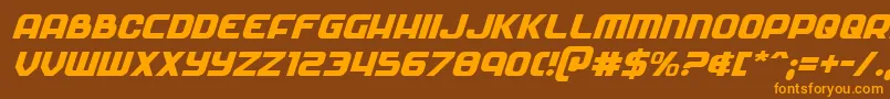 Soldierital-Schriftart – Orangefarbene Schriften auf braunem Hintergrund