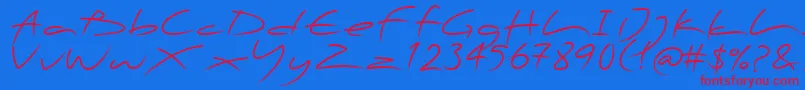 PfscandalproDisplay Font – Red Fonts on Blue Background