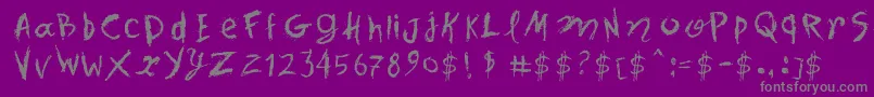 フォントSpotsInTheMirror – 紫の背景に灰色の文字