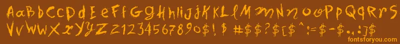 Шрифт SpotsInTheMirror – оранжевые шрифты на коричневом фоне