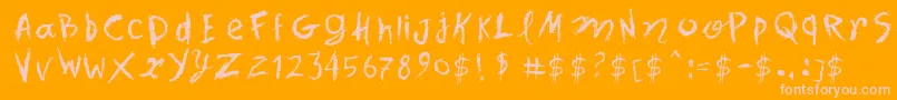 SpotsInTheMirror-Schriftart – Rosa Schriften auf orangefarbenem Hintergrund